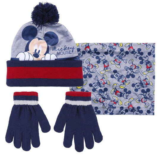 CONJUNTO 3 PIEZAS  MICKEY GUANTES, GORRO Y BRAGA