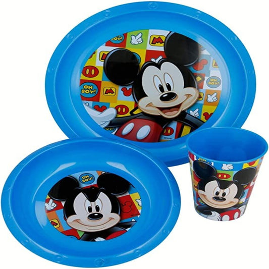 STOR SET EASY 3 PCS PLATE-BOWL-GLASS 260 MICKEY