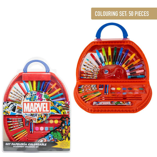 SET PAPELERÍA COLOREABLE 50 PIEZAS MARVEL - Imagen 1