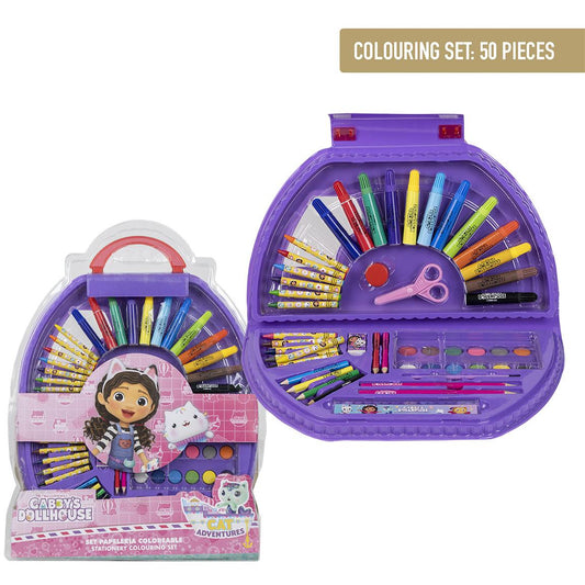 SET PAPELERÍA COLOREABLE 50 PIEZAS GABBY´S DOLLHOUSE - Imagen 1