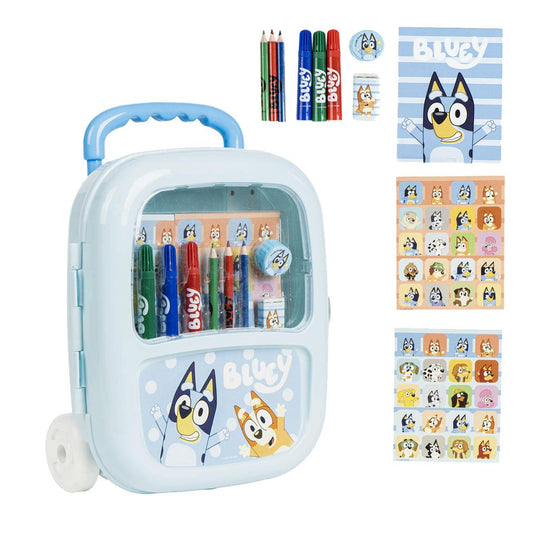 SET PAPELERÍA COLOREABLE TROLLEY BLUEY - Imagen 1