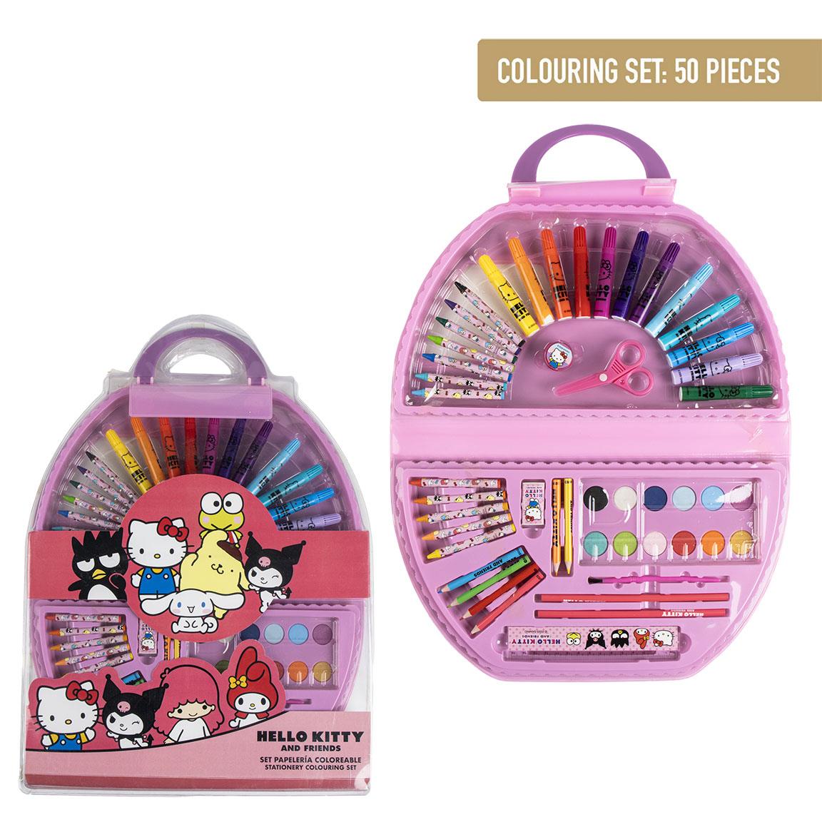 SET PAPELERIA COLOREABLE 50 PIEZAS HELLO KITTY - Imagen 1