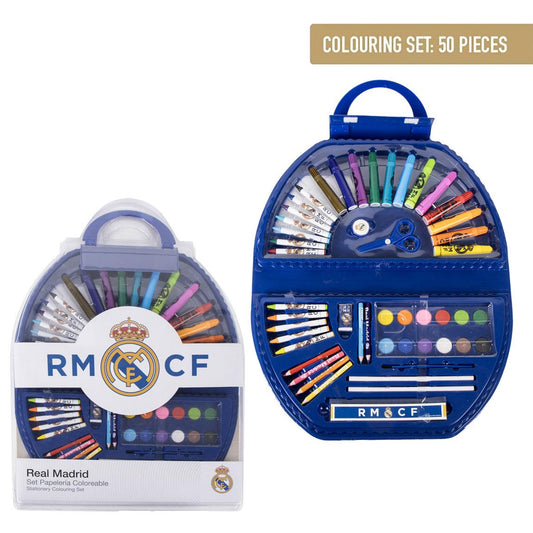 SET PAPELERÍA COLOREABLE 50 PIEZAS REAL MADRID - Imagen 1
