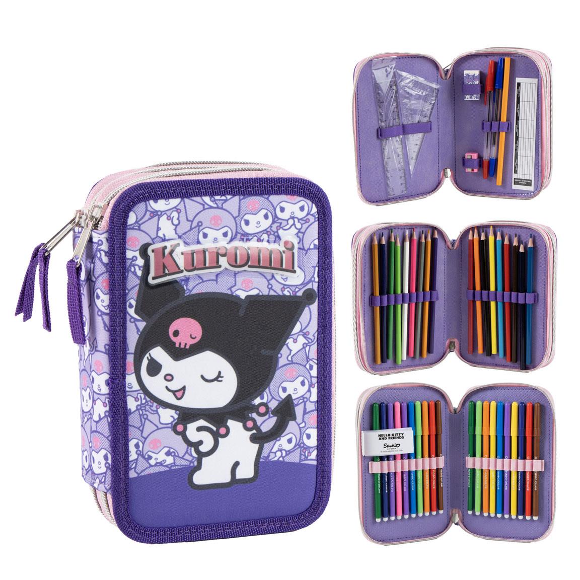 PLUMIER CON ACCESORIOS HELLO KITTY KUROMI