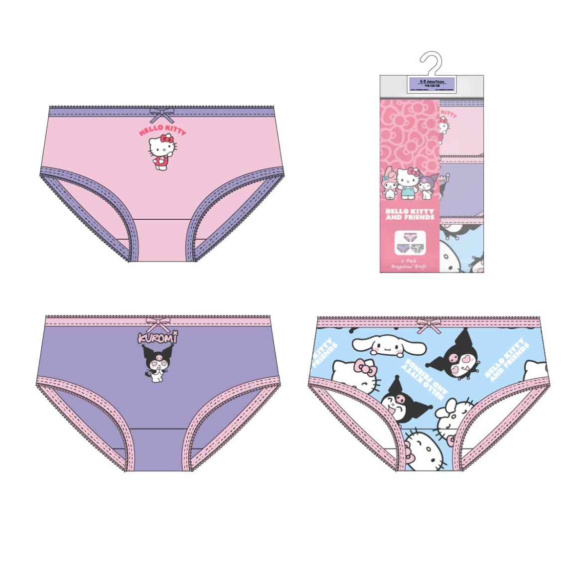 PACK BRAGUITAS SINGLE JERSEY 3 PIEZAS HELLO KITTY