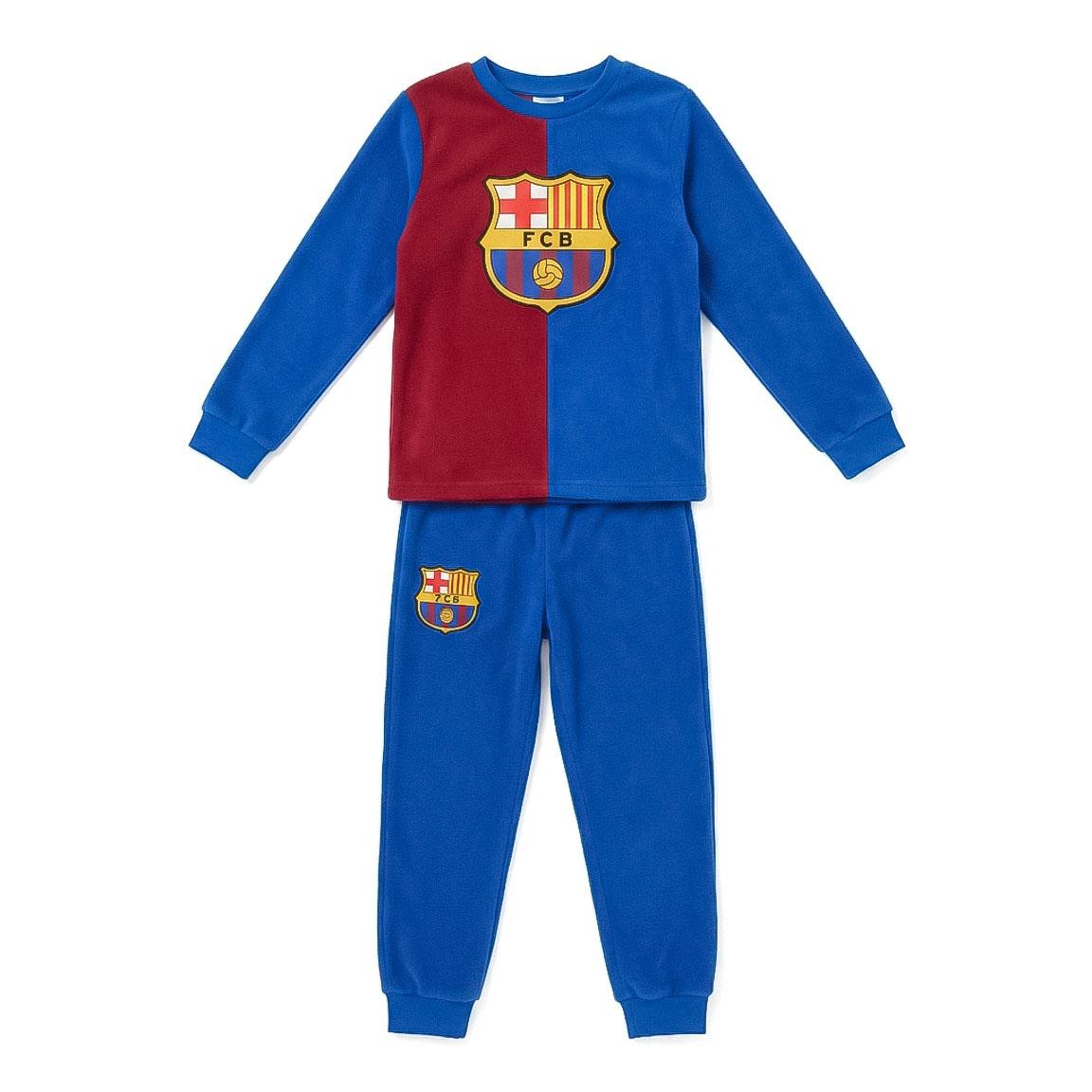 PIJAMA LARGO CORAL FLEECE APLICACIONES FC BARCELONA