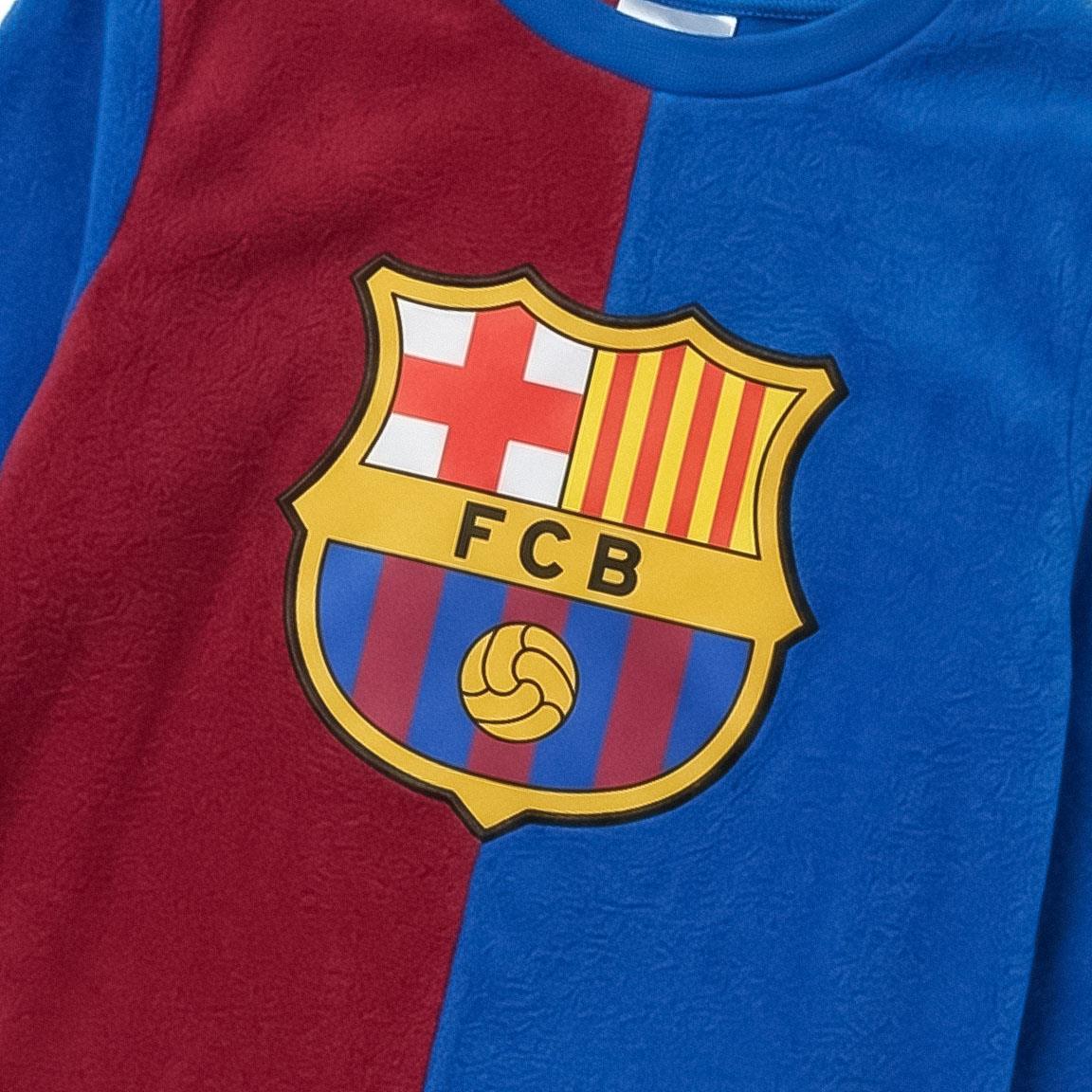 PIJAMA LARGO CORAL FLEECE APLICACIONES FC BARCELONA