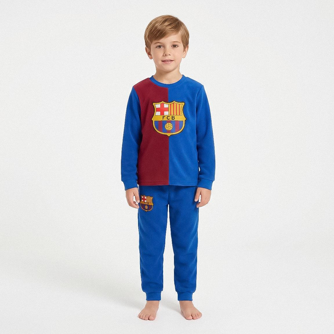 PIJAMA LARGO CORAL FLEECE APLICACIONES FC BARCELONA