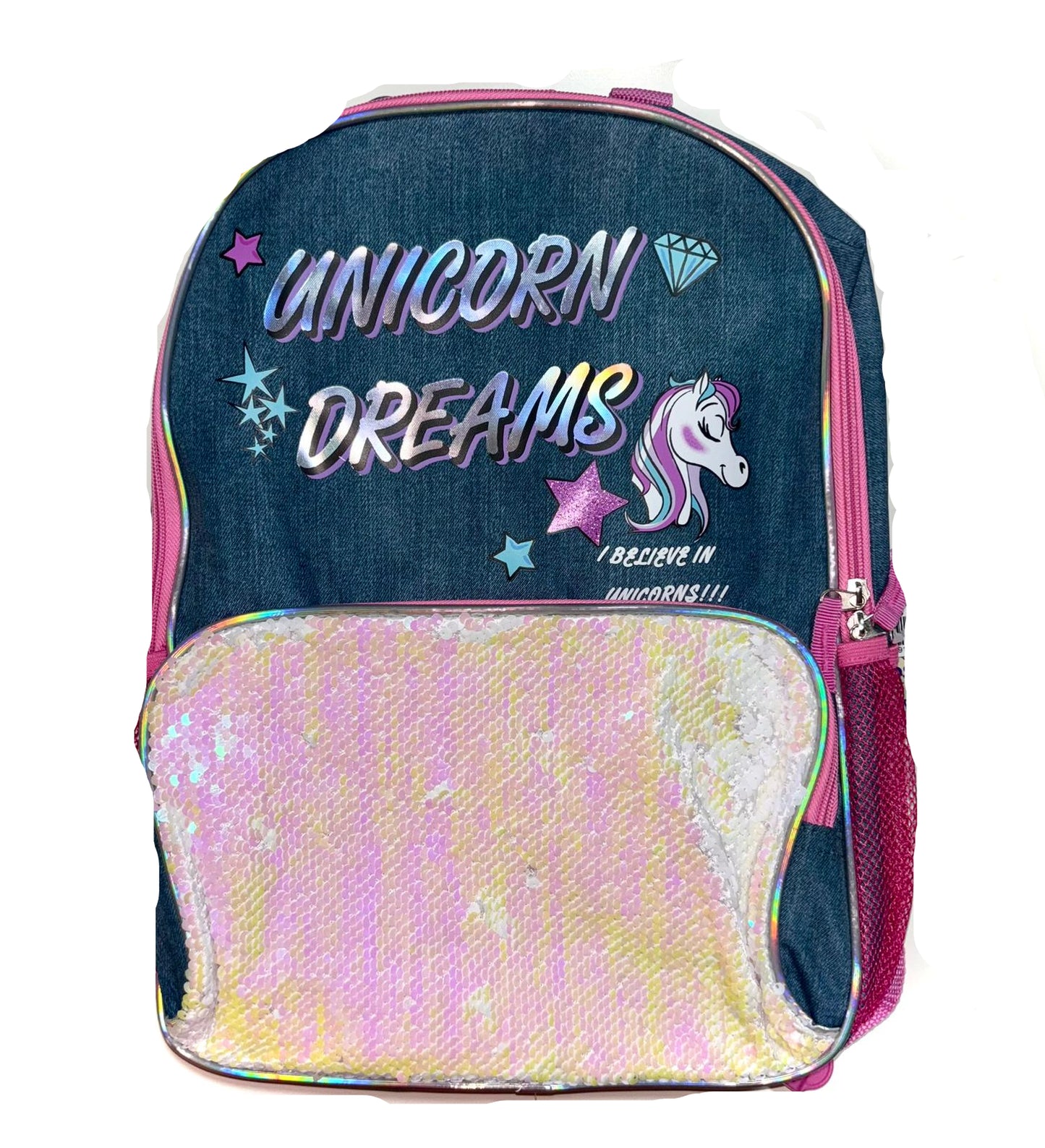 MOCHILA ESCOLAR 42CM UNICORN DREAMS LENTEJUELAS