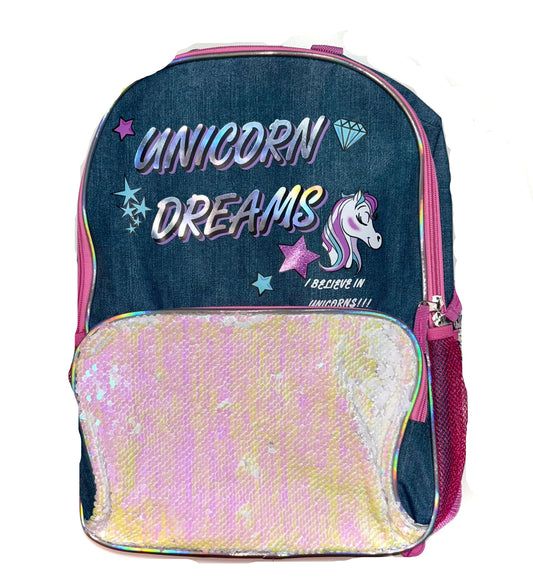 MOCHILA ESCOLAR 42CM UNICORN DREAMS LENTEJUELAS