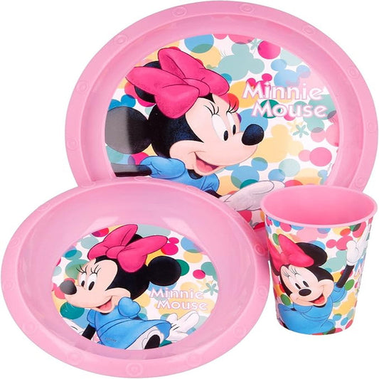 ILLUSION SET EASY 3 PCS PLATE, BOWL AND GLASS MINNIE