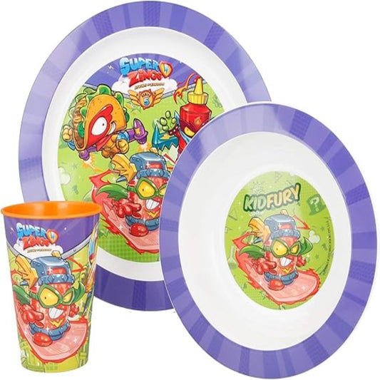 STOR SET MICRO 3 PCS PLATE-BOWL-GLASS SUPER ZINGS