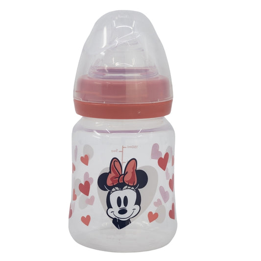 BIBERON CUELLO ANCHO 150 ML TETINA SILICONA 3 POSICIONES MINNIE MOUSE HEART FULL - Imagen 1
