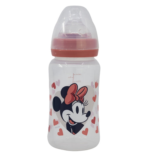 BIBERON CUELLO ANCHO 240 ML TETINA SILICONA 3 POSICIONES MINNIE MOUSE HEART FULL - Imagen 1