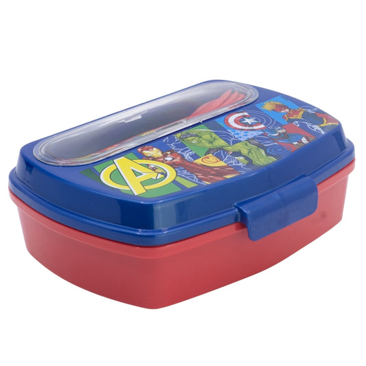 SANDWICHERA RECTANGULAR CON CUBIERTOS AVENGERS SEVEN WONDERS - Imagen 1