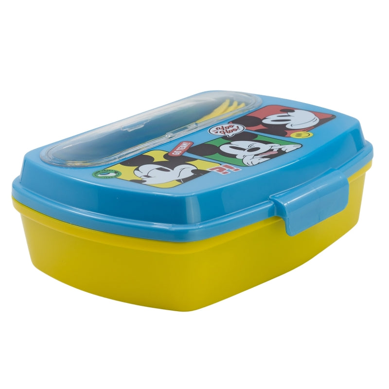 SANDWICHERA RECTANGULAR CON CUBIERTOS MICKEY MOUSE FUN-TASTIC - Imagen 1