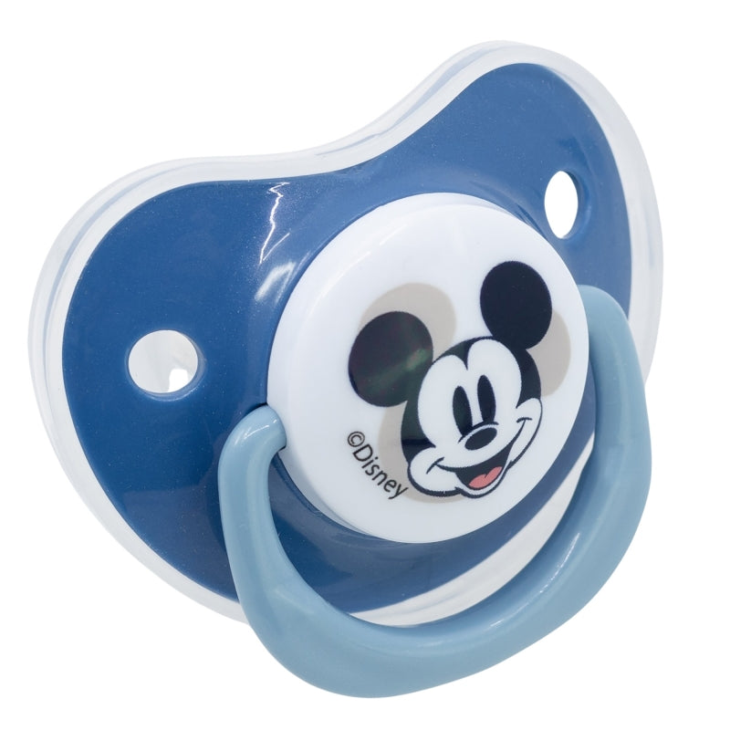 SET 2 CHUPETES TETINA ANATOMICA SILICONA +6 M CON FUNDA MICKEY MOUSE FULL OF SMILES - Imagen 1