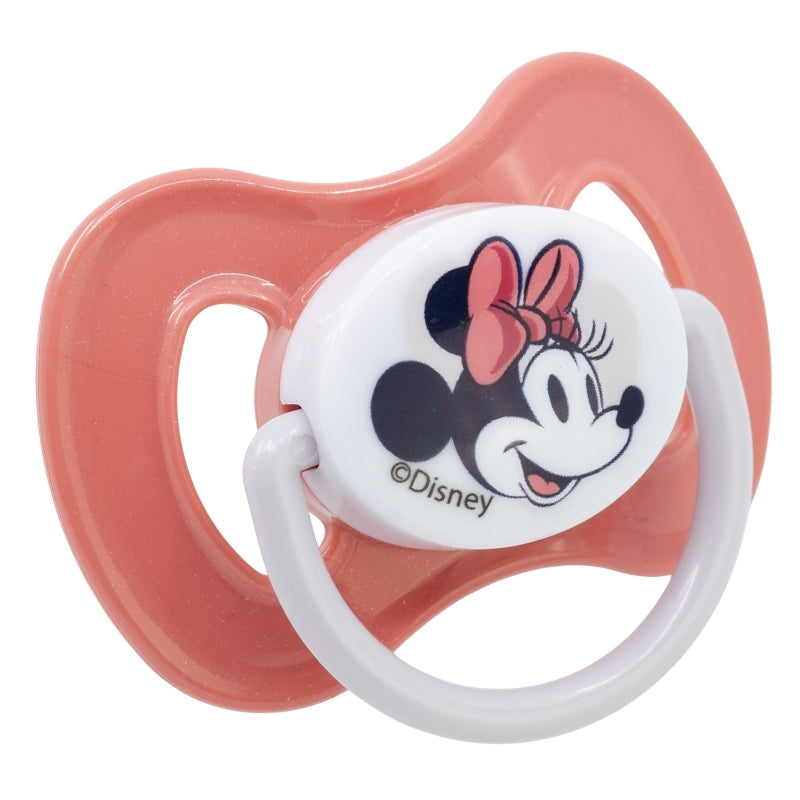 SET 2 CHUPETES TETINA REVERSIBLE SILICONA +6 M CON FUNDA MINNIE MOUSE HEART FULL - Imagen 1