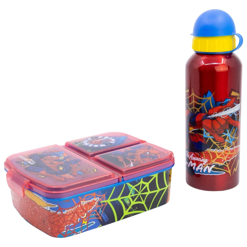 SET 2 PCS (BOTELLA ALUMINIO Y SANDWICHERA MULTIPLE) SPIDERMAN - Imagen 1