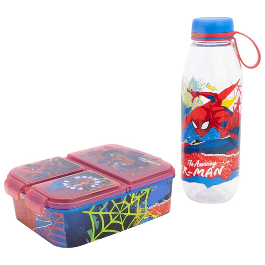 SET 2 PCS (BOTELLA AVENTURA Y SANDWICHERA MULTIPLE) SPIDERMAN - Imagen 1