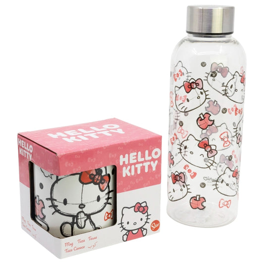 SET 2 PCS (BOTELLA HIDRO Y TAZA CERAMICA 325 ML) HELLO KITTY - Imagen 1