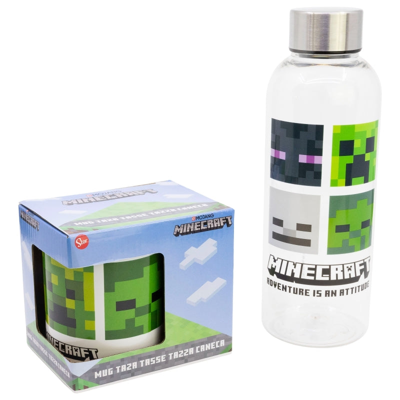 SET 2 PCS (BOTELLA HIDRO Y TAZA CERAMICA 325 ML) MINECRAFT - Imagen 1