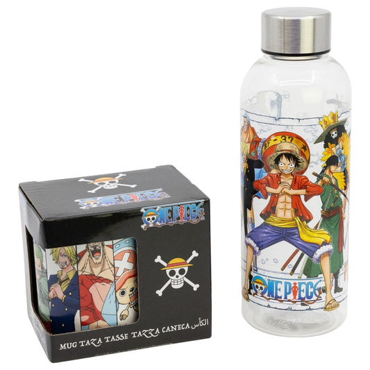 SET 2 PCS (BOTELLA HIDRO Y TAZA CERAMICA 325 ML) ONE PIECE ANIME - Imagen 1