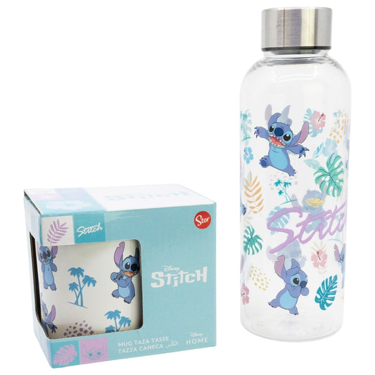 SET 2 PCS (BOTELLA HIDRO Y TAZA CERAMICA 325 ML) STITCH - Imagen 1