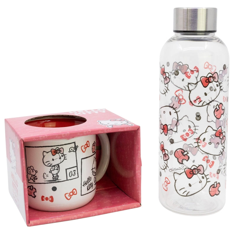 SET 2 PCS (BOTELLA HIDRO Y TAZA CERAMICA 400 ML) HELLO KITTY - Imagen 1