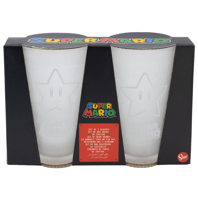 SET 2 VASOS CASUAL CRISTAL 490 ML SUPER MARIO