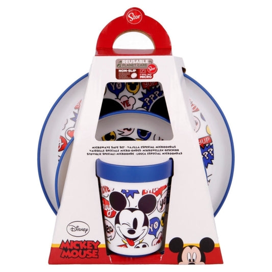 SET 3 PCS ANTIDESLIZANTE PREMIUM BICOLOR ( PLATO, CUENCO Y VASO 260 ML) ITÂ´S A MICKEY THING - Imagen 1