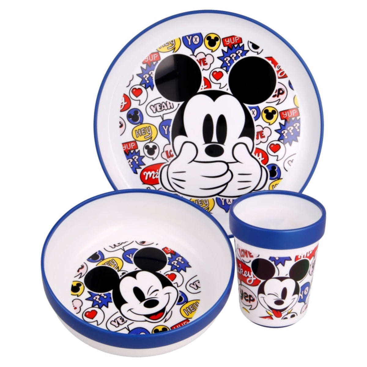 SET 3 PCS ANTIDESLIZANTE PREMIUM BICOLOR ( PLATO, CUENCO Y VASO 260 ML) ITÂ´S A MICKEY THING - Imagen 2