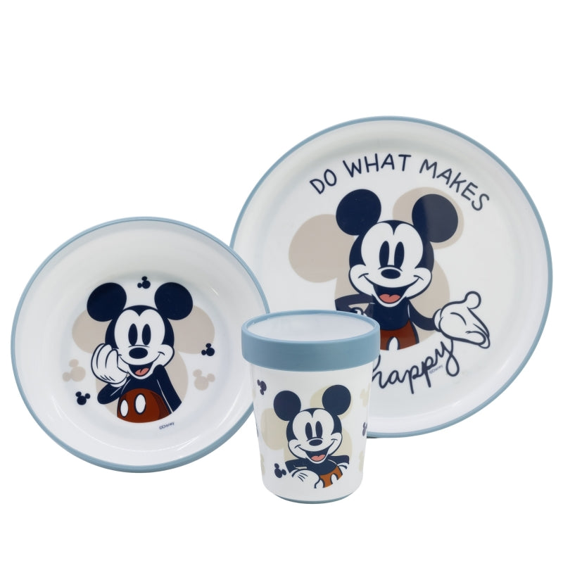 SET 3 PCS VAJILLA PREMIUM BICOLOR ANTIDESLIZANTE MICKEY MOUSE FULL OF SMILES - Imagen 1