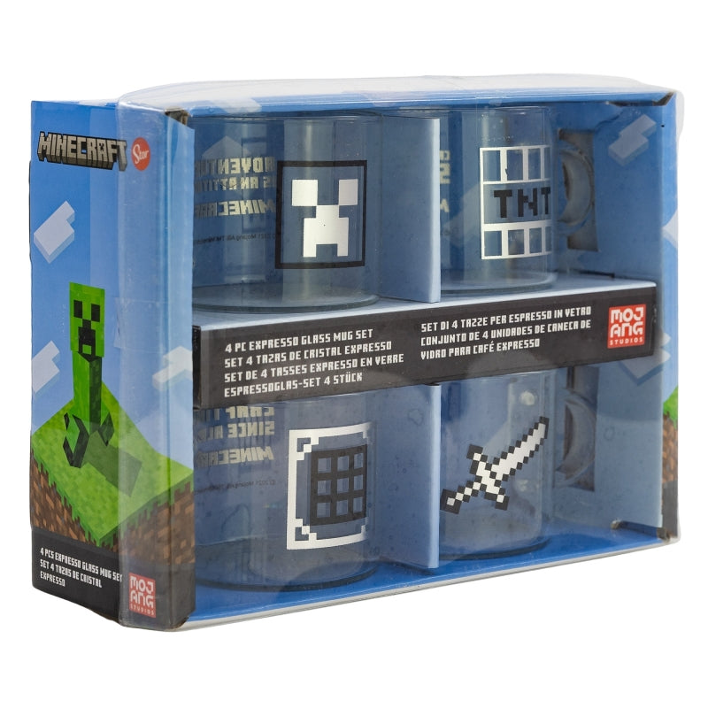 SET 4 TAZAS DE CRISTAL EXPRESSO 100 ML MINECRAFT YOUNG ADULT - Imagen 1
