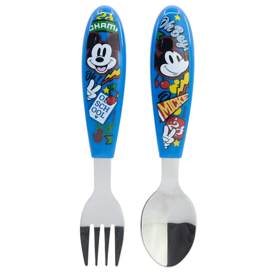 SET DE 2 CUBIERTOS METALICOS (CUCHARA Y TENEDOR) MICKEY TRUE CHAMPIONS - Imagen 1