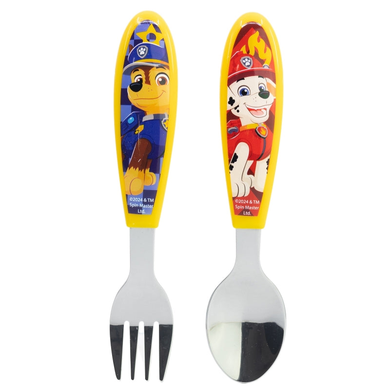 SET DE 2 CUBIERTOS METALICOS (CUCHARA Y TENEDOR) PAW PATROL BOY RESCUE PUPS - Imagen 1