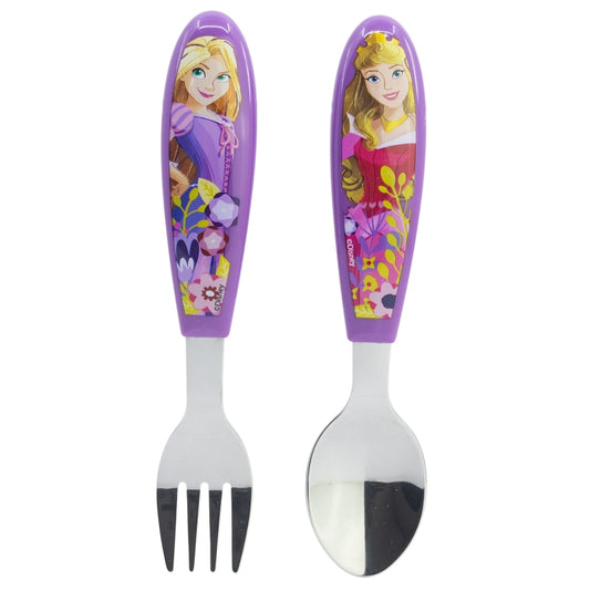 SET DE 2 CUBIERTOS METALICOS (CUCHARA Y TENEDOR) PRINCESS COURAGEOUS HEART - Imagen 1
