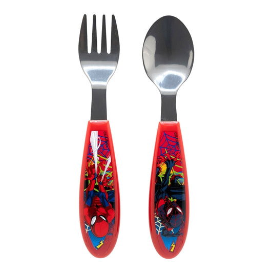 SET DE 2 CUBIERTOS METALICOS (CUCHARA Y TENEDOR) SPIDERMAN MOVING TARGET - Imagen 1