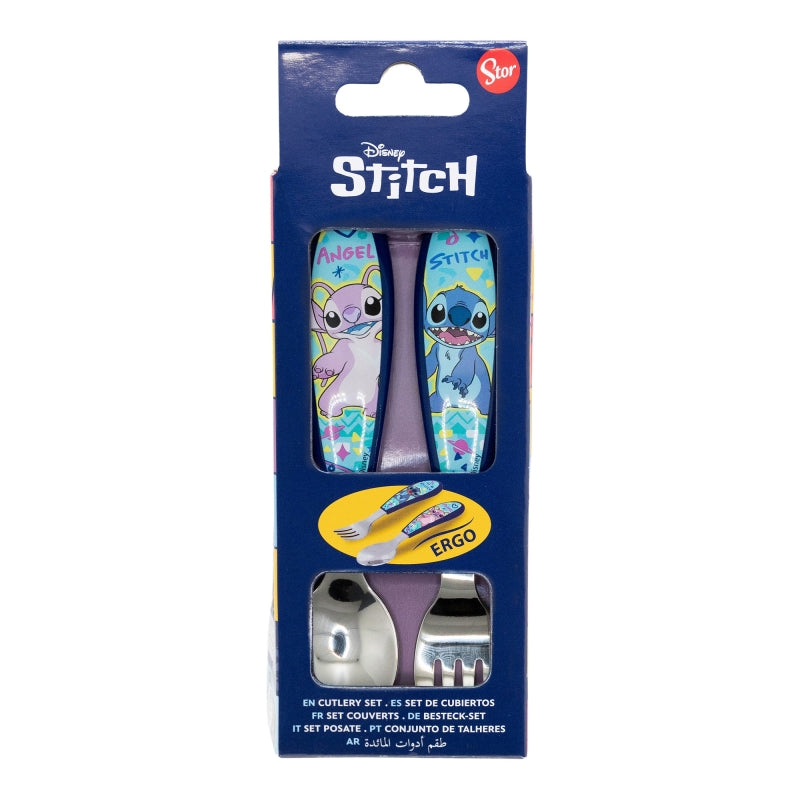 SET DE 2 CUBIERTOS METALICOS (CUCHARA Y TENEDOR) STITCH DRAWING - Imagen 2