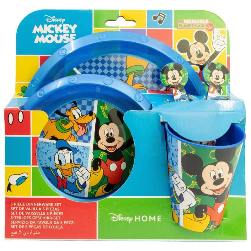 SET EASY 5 PCS (PLATO, CUENCO, VASO Y CUBIERTOS) EN CAJA MICKEY HAS FUN - Imagen 1