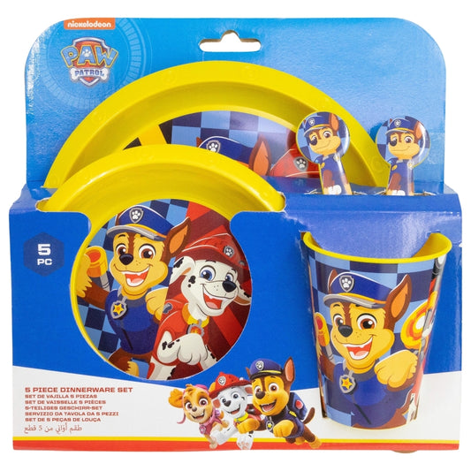 SET EASY 5 PCS (PLATO, CUENCO, VASO Y CUBIERTOS) EN CAJA PAW PATROL BOY RESCUE PUPS - Imagen 1