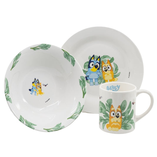SET MERIENDA CERAMICA (PLATO, CUENCO, TAZA) EN CAJA DE REGALO 3 PCS BLUEY - Imagen 1