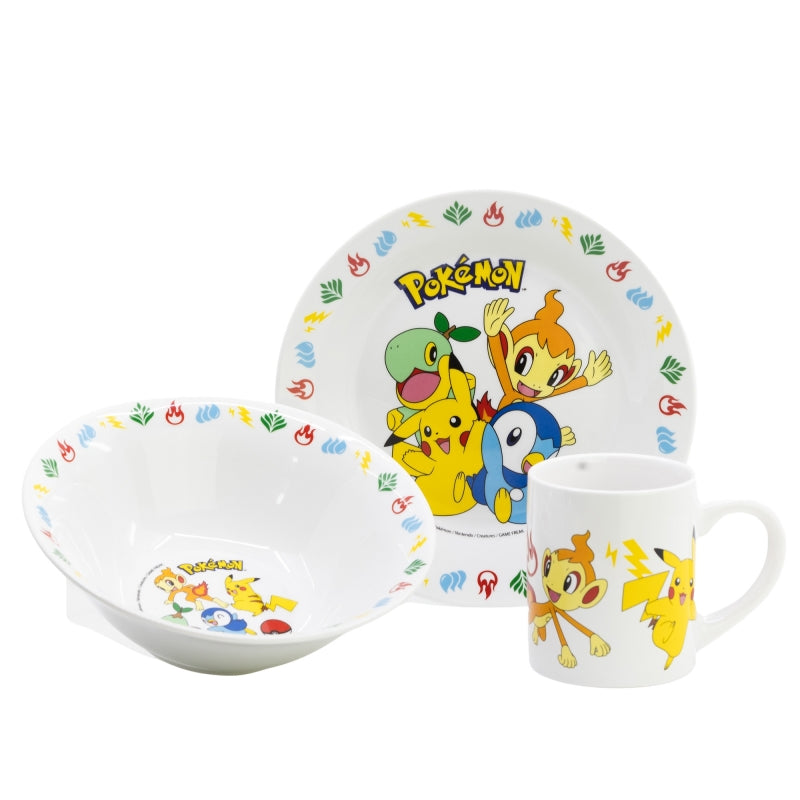 SET MERIENDA CERAMICA (PLATO, CUENCO, TAZA) EN CAJA DE REGALO 3 PCS POKEMON HAPPY FUN - Imagen 1
