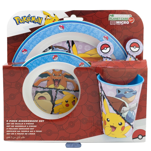 SET MICRO 5 PCS (PLATO, CUENCO, VASO Y CUBIERTOS) EN CAJA POKEMON DISTORTION - Imagen 1