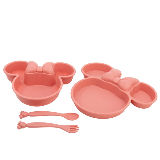 SET TODDLER 4 PCS VAJILLA PP (PLATO, CUENCO Y CUBIERTOS) EN CAJA MINNIE MOUSE HEART FULL - Imagen 1