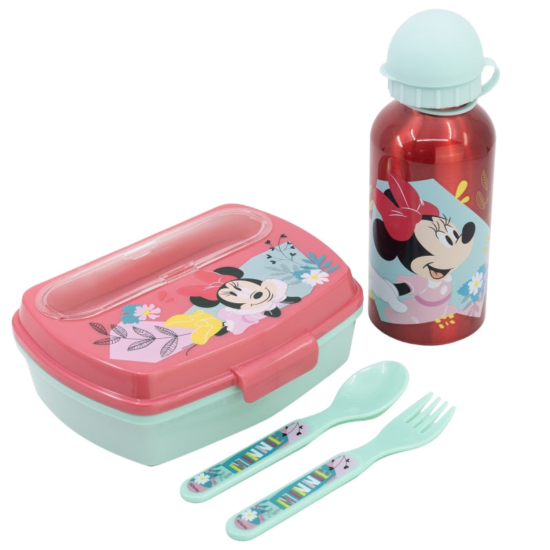 SET URBAN VUELTA AL COLE 4 PCS (BOTELLA ALUMINIO 400 ML Y SANDWICHERA CON CUBIERTOS) MINNIE MOUSE BEING MORE MINNIE - Imagen 1