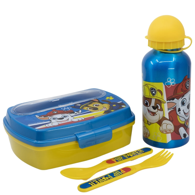 SET URBAN VUELTA AL COLE 4 PCS (BOTELLA ALUMINIO 400 ML Y SANDWICHERA CON CUBIERTOS) PAW PATROL PUP POWER - Imagen 1