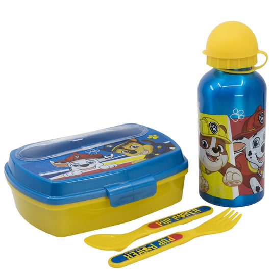 SET URBAN VUELTA AL COLE 4 PCS (BOTELLA ALUMINIO 400 ML Y SANDWICHERA CON CUBIERTOS) PAW PATROL PUP POWER - Imagen 1