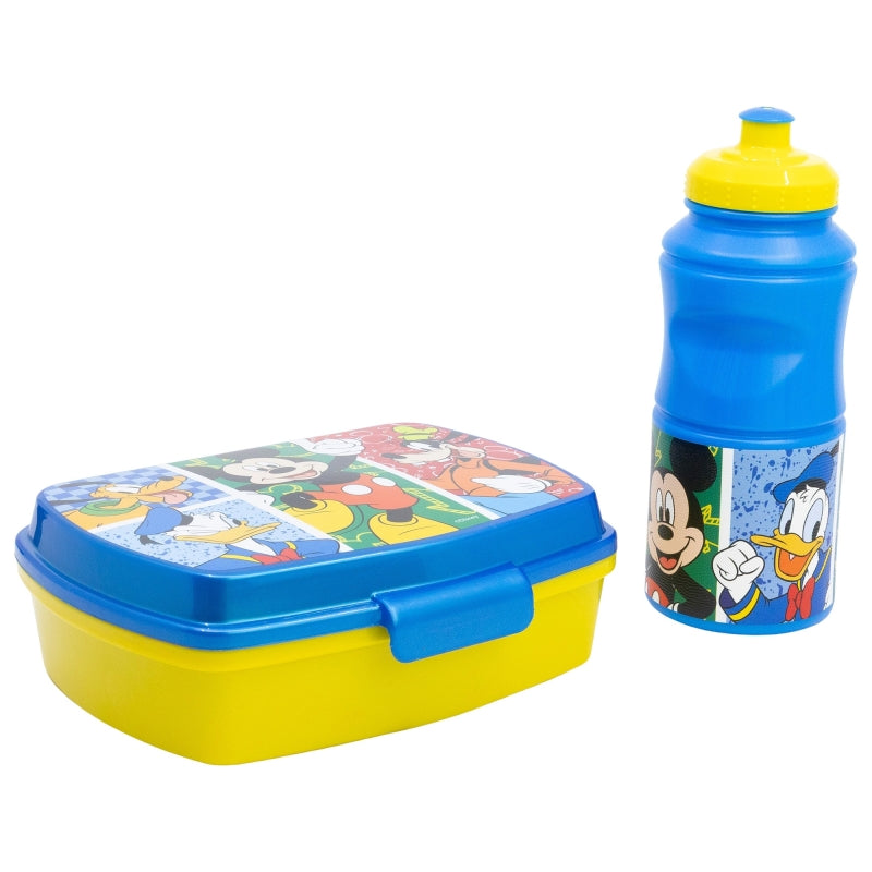 SET VUELTA AL COLE (SANDWICHERA RECTANGULAR Y BOTELLA SPORT EASY HOLD 380 ML) EN CAJA REGALO MICKEY HAS FUN - Imagen 1