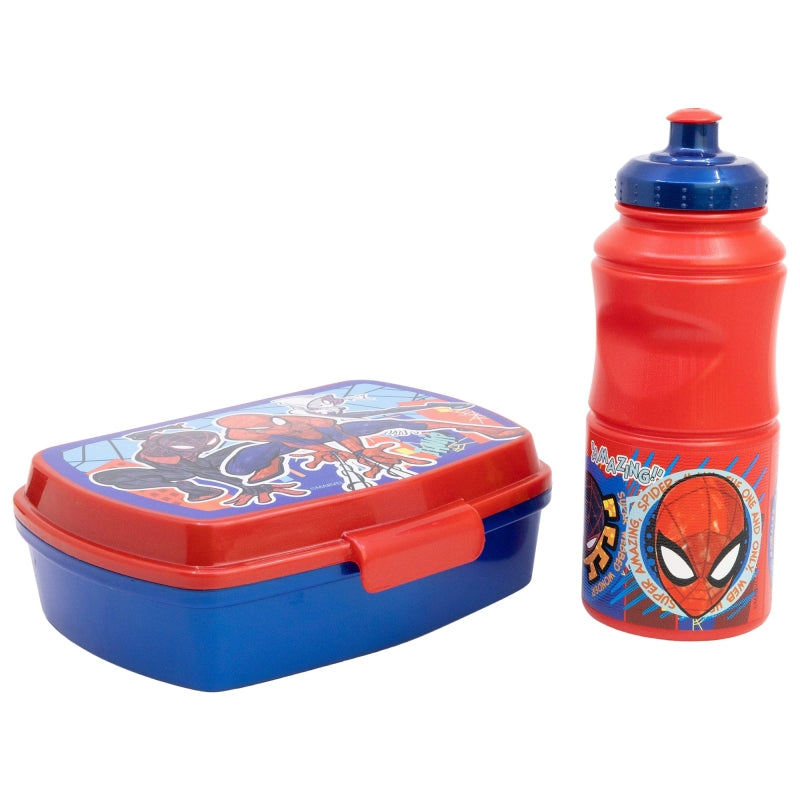 SET VUELTA AL COLE (SANDWICHERA RECTANGULAR Y BOTELLA SPORT EASY HOLD 380 ML) EN CAJA REGALO SPIDERMAN MOB RULES - Imagen 1